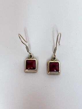 .925 Sterling Silver Mexican Red Coral Drop Earrings